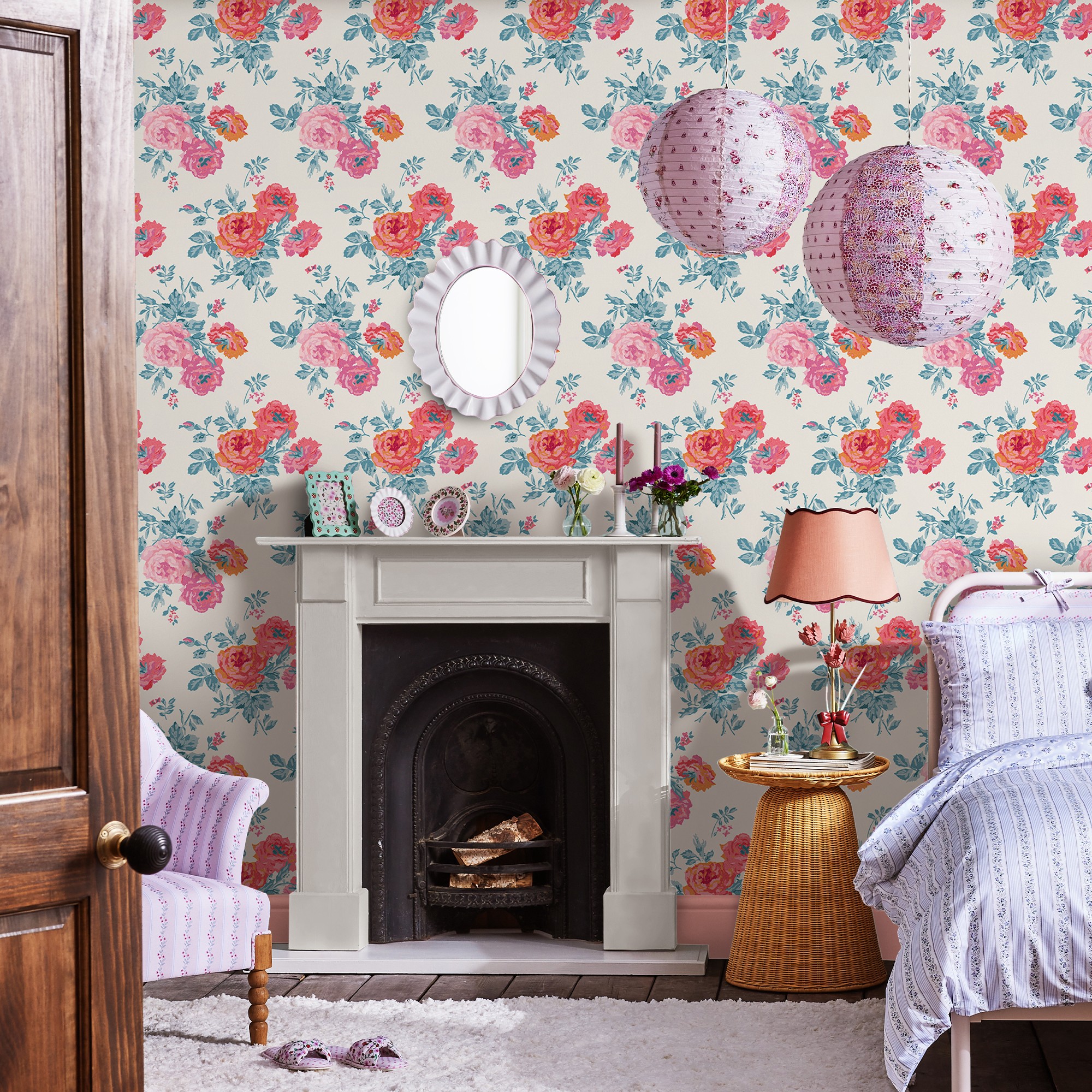 Archive Wallpaper 125495 By Cath Kidston In Rose Blue Pink